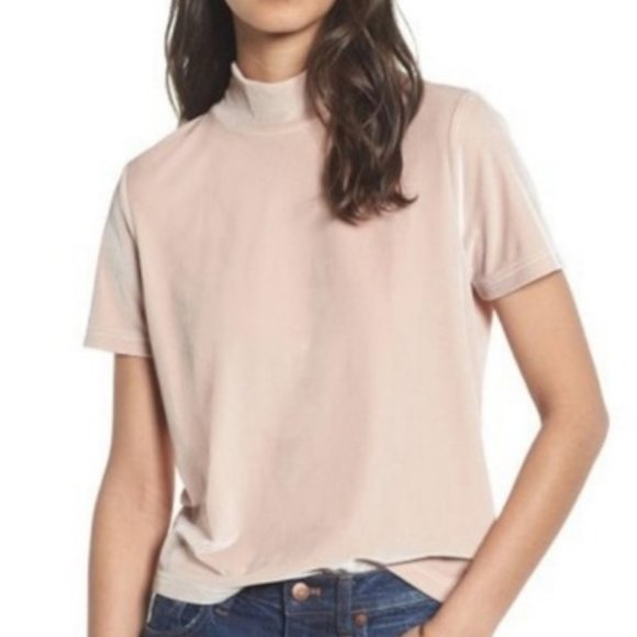 Madewell Tops - NWOT Madewell Velvet Blush Mock Neck Top E31